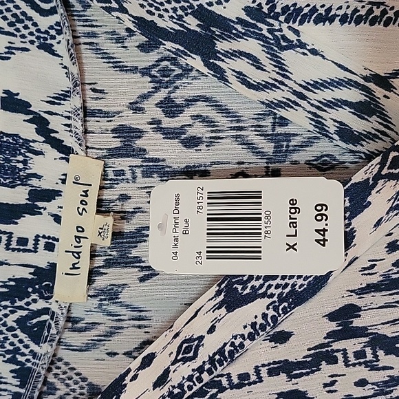 XL Indigo Soul Ikat Print Dress - Picture 4 of 6
